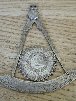 Rare Early Masonic Georgian Compass Sun Jewel Collar Regalia Antique Silver Plat