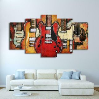 Vintage Guitars Musical Instruments Canvas Wall Art Print