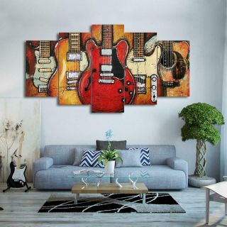 VINTAGE GUITARS Musical Instruments Canvas Wall Art Print 2