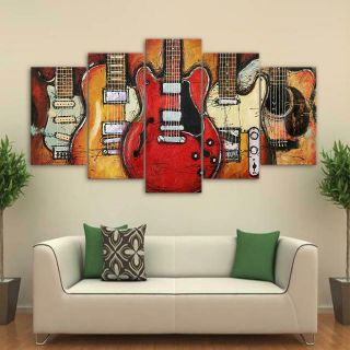 VINTAGE GUITARS Musical Instruments Canvas Wall Art Print 3