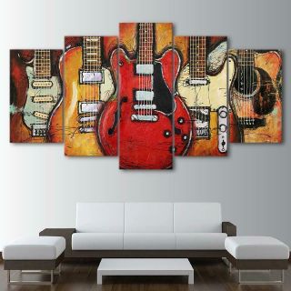 VINTAGE GUITARS Musical Instruments Canvas Wall Art Print 4