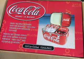 Vtg Coca Cola Coke Coolbox Cooler Radio Cd Player 2 Speakers