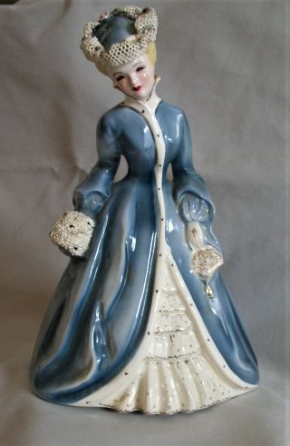 Vtg.  Florence Ceramics,  " Jenevieve " 8 " Tall In Blue Dress - Hard To Find