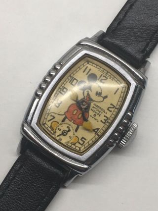 Vintage 1930s Ingersoll Pink Floyd Mickey Mouse Wrist Watch 5 Notch Bob Geldof