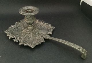 Vintage Arte Italica Peltro Pewter Candle Holder Ornate Chamberstick Italy 8.  25 "