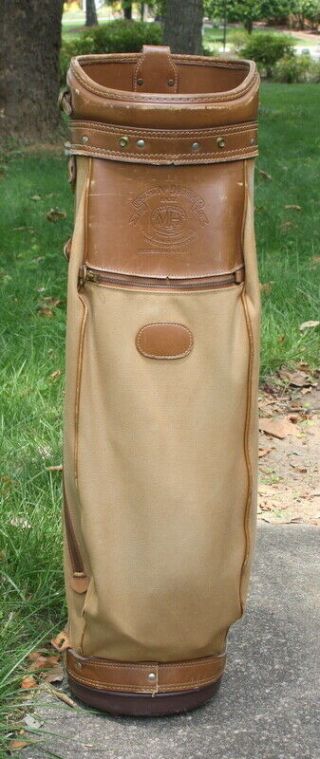 Rare Ghurka Marley Hodgson Gb91 T - 8 Carmel Canvas Leather Trim Golf Bag K99
