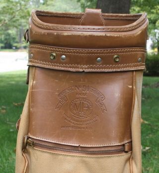 Rare Ghurka Marley Hodgson GB91 T - 8 Carmel Canvas Leather Trim Golf Bag K99 2