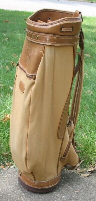 Rare Ghurka Marley Hodgson GB91 T - 8 Carmel Canvas Leather Trim Golf Bag K99 3