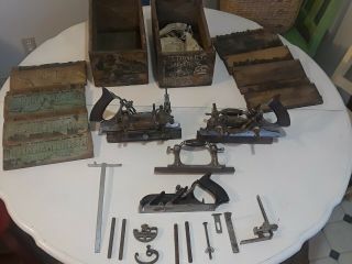 Vintage Stanley No.  55 Plane,  Cutters,  & Parts Wood Tools