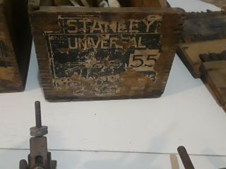 Vintage stanley No.  55 plane,  cutters,  & parts wood tools 7