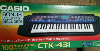 Vintage Casio Ctk - 431 100 Songbank Midi Keyboard - 4 Octaves -