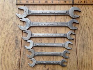 6 Vintage Garringtons Red Diamond Spanners 1/2 " To 1/8 " Whitworth.