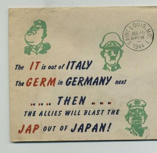 1944 WWII WW2 US Anti - Axis Propaganda Comic Cover Envelope Italy Japan wz4898 3