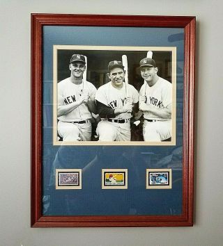Vintage Baseball Memorabilia Ny Yankee Iconic Legends B & W Photo Wooden Frame