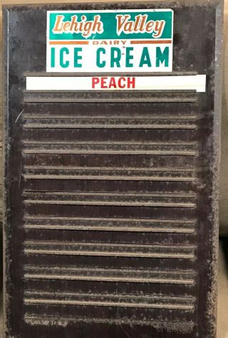 Vintage Lehigh Valley Dairy Ice Cream Shop Sign Metal Advertising Flavors Peach