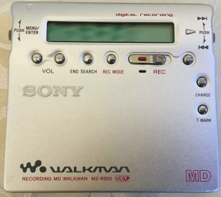 VINTAGE SONY MZ - R900 MINI DISC RECORDING WALKMAN PLAYER SILVER BOX 2