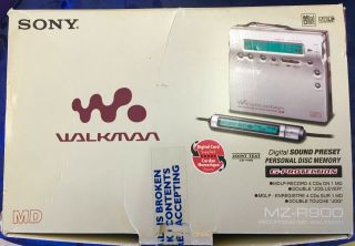 VINTAGE SONY MZ - R900 MINI DISC RECORDING WALKMAN PLAYER SILVER BOX 3