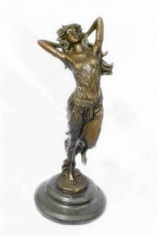 Greek Female Dancer Dionysus Bacchus The Vine Wine Bronze Sculpture 14 " X 5 "