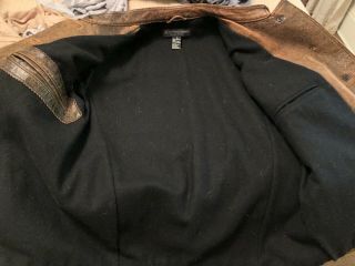 Vtg J.  Peterman Co.  Women’s Brown Cognac Leather Jacket Coat Warm Distressed S 7