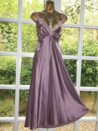 Vintage Style Bhs Slippery Satin Lacy Nightie Nightdress Gown Uk20 Tall Girl