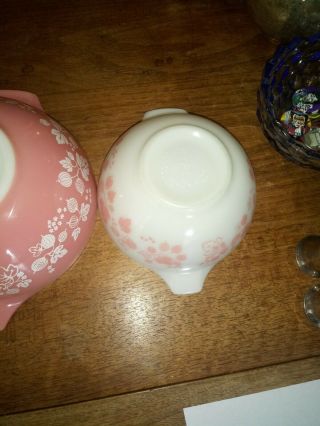Vintage Pyrex Pink Gooseberry Cinderella Nesting Mixing Bowls 444,  443,  442,  441 6