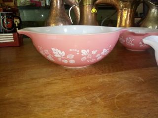 Vintage Pyrex Pink Gooseberry Cinderella Nesting Mixing Bowls 444,  443,  442,  441 7