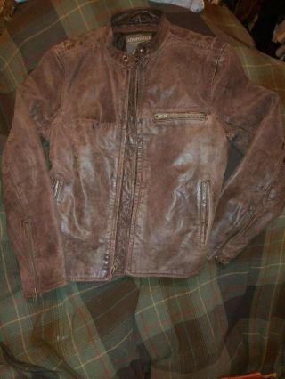 Rare Aeropostale Vintage Leather Cafe Racing Motorcycle Jacket Size M/l
