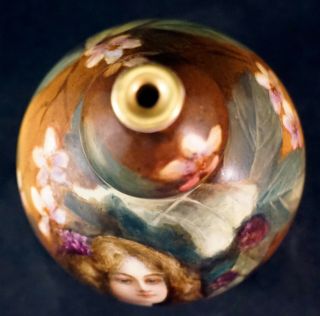 Antique Art Nouveau Royal Bonn German Signed Portrait of Woman Gourd Shape Vase 8