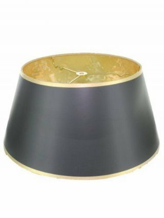 Black With Gold Shallow Oval 14 Inch Vintage Bouillotte Style Lampshade