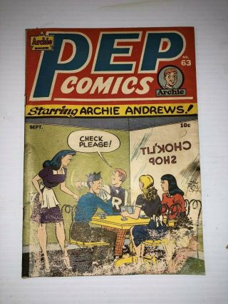 Pep Comics 63 Vintage Golden Age Comic Book Issue Archie