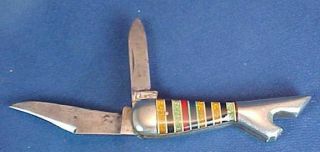 Vintage Case Candy Stripe Glitter Ladies Leg Pocket Knife Bottle Opener