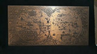 Large Copper Map Of The World Hendrik Hondius 1641 Henr Hondio