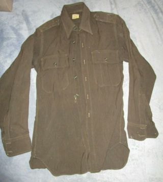 Wwii Us Army Officers Dark Od Wool Shirt Private Purchase 14 - 1/2 X 32