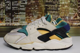 Vintage 90s Nike Air Huarache White Resin Green 1992 Running Sneaker Size 10