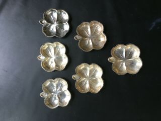6 - Antique Sterling Silver Salt Cellars & Spoons
