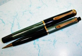 Vintage PELIKAN fountain pen 14K gold F nib,  350 mechanical pencil set 4