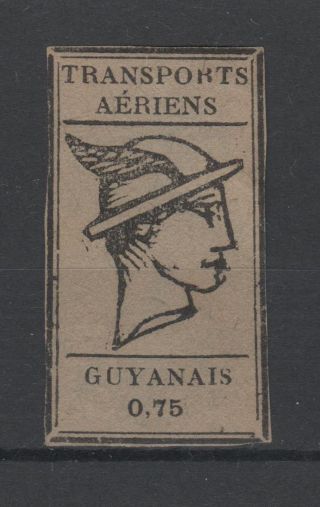 French Guiana Yvert Air Mail 6a " 75 C Black On Grey " Vf Signed Rare P747