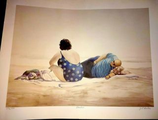 J.  L.  Barton " Beached " Vintage Lithograph,  Signed & Numbered,  Circa 1995