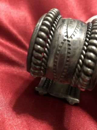 Vintage Heavy Tahe Navajo Sterling Silver Cuff Bracelet 8