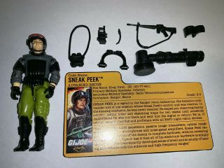 Vintage Gi Joe Cobra 1988 Night Force Sneak Peek 100 Complete W/ File Card