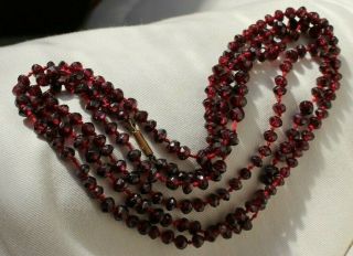 EARLY ANTIQUE VICTORIAN FACETED NATURAL ALMANDINE GARNET FLAPPER NECKLACE. 7