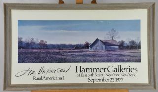 Vintage 1977 Jim Harrison Rural Americana I Signed Hammer Galleries Poster Print