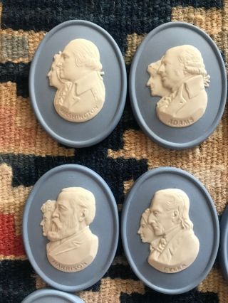 Vtg Wedgwood US President Medallion Plaque Cameo Jasperware Complete Set Of 38 2