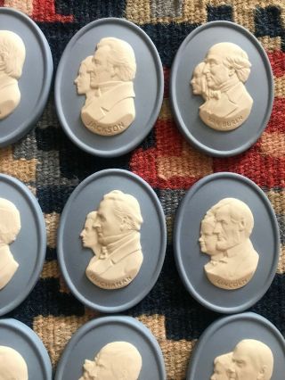 Vtg Wedgwood US President Medallion Plaque Cameo Jasperware Complete Set Of 38 5