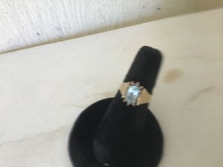 Vintage/antique 14 Kt Yellow Gold Diamond And Aquamarine Ladies Ring Size 5.  75