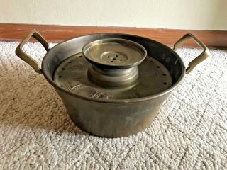Vintage Antique Ornate Solid Brass Humidifier Stove Top Pot With Lid