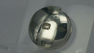 Solid Silver Pill Box With Bold Hallmarks To The Cover Tight Closure