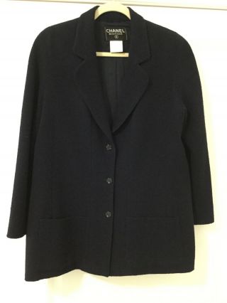 Vintage Chanel Navy Blue Blazer Jacket Sz 46