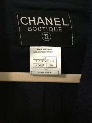 Vintage Chanel Navy Blue Blazer Jacket SZ 46 2