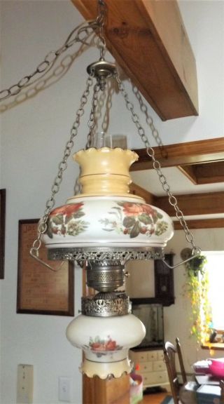 Vintage Hanging Gone with the Wind Swag Hurricane Lamp,  3 way,  2 Bulbs 4